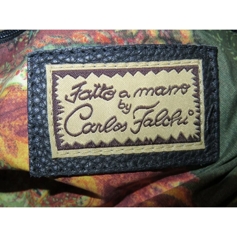 Fatto a Mano by Carlos Falchi Black Leather Top Handle satchel & matching wallet